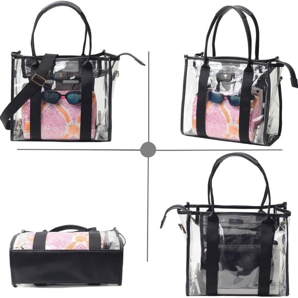Large Clear Tote Bag Waterproof Durable Stadium Approved Crossbody - Picture 6 of 7